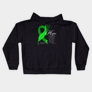 Mental health: hope ribbon, white type Kids Hoodie